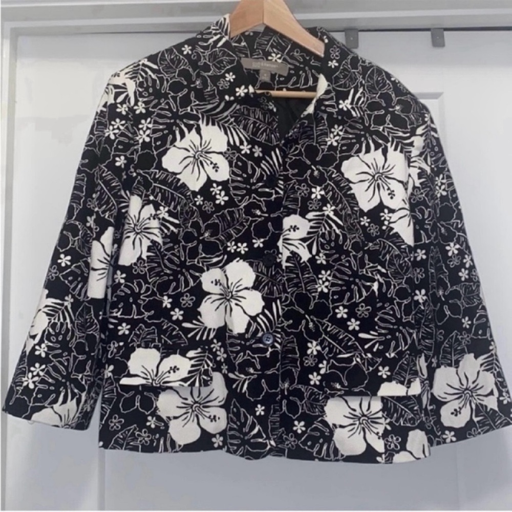 ❤️ Black and White Floral CROFT & BARROW Jacket/Blazer - Size 16